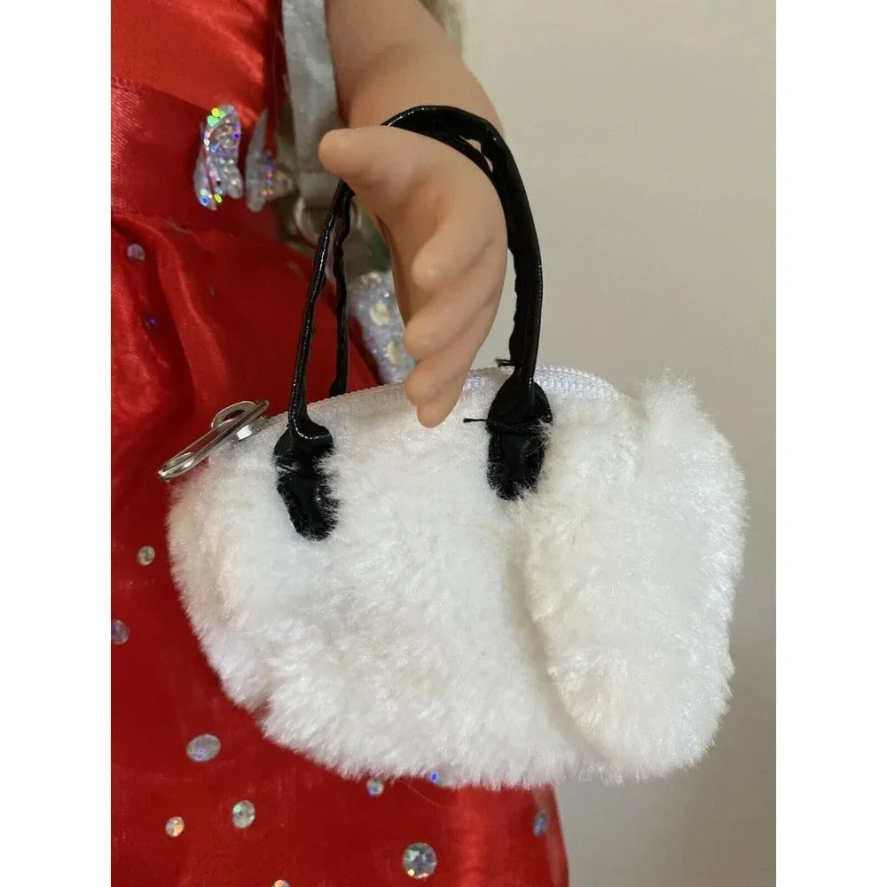 American Girl Battat OG Retired White Black Fluffy Hand Bag‎ for Dolls 16